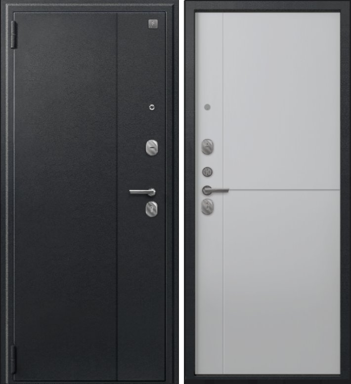 Дверь A-05 черный сатин - бетон светлый DIS007335